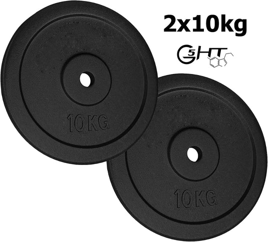 G5 HT SPORT Halterschijven van gietijzer, gatdiameter: 25 mm, voor sportschool en thuisgymnastiek, 0,5 tot 20 kg, voor halters en lange halters