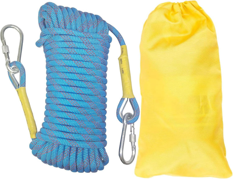 Laden Sie das Bild in Galerie -Viewer, Statisch outdoor touw 5 m x 8 mm – nylon touw met 2 stalen haken voor camping en survival
