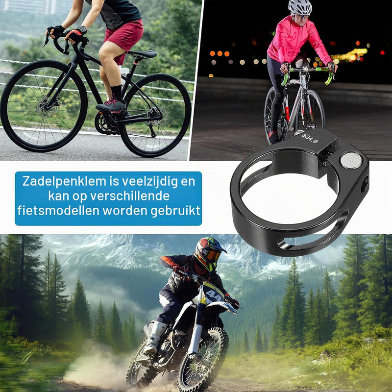 Laden Sie das Bild in Galerie -Viewer, Fiets zadelpenklem 34,9 mm (2 stuks) - Aluminium zitbuis klem - Zadelpen klem mountainbike &amp; racefiets
