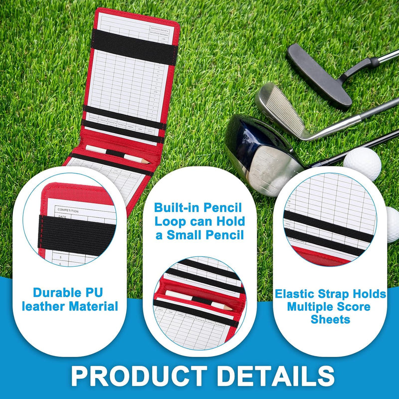 Laden Sie das Bild in Galerie -Viewer, Golf-Scorekartenhalter 18 x 11 cm aus schwarzem PU-Leder – Scorekartenhalter – Golfzubehör
