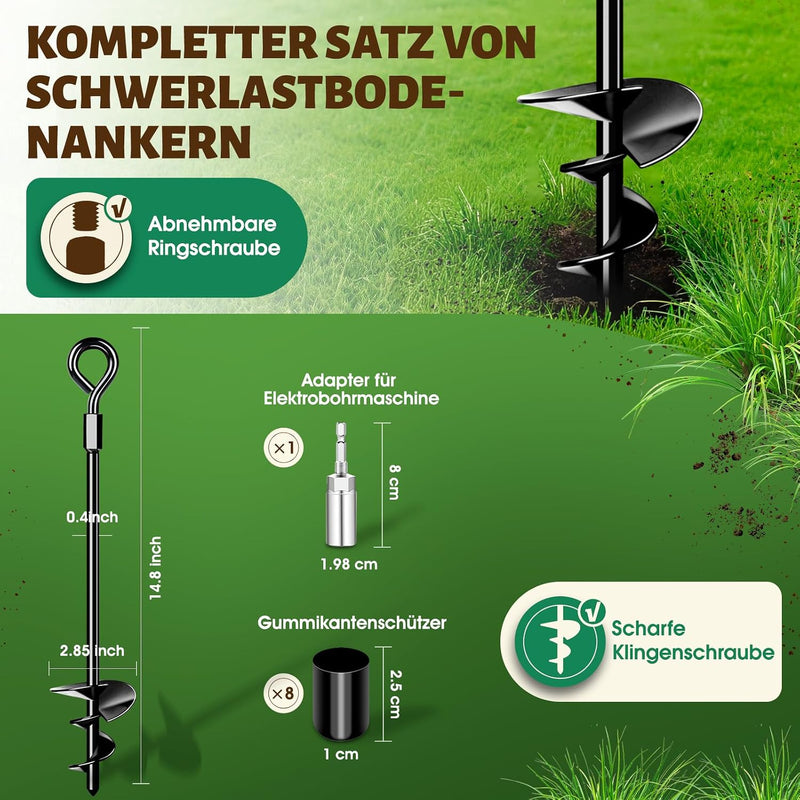 Chargez l'image dans la visionneuse de la galerie, Grondankers 4 stuks 61 cm heavy duty met booradapter – trampoline ankers – stormankers
