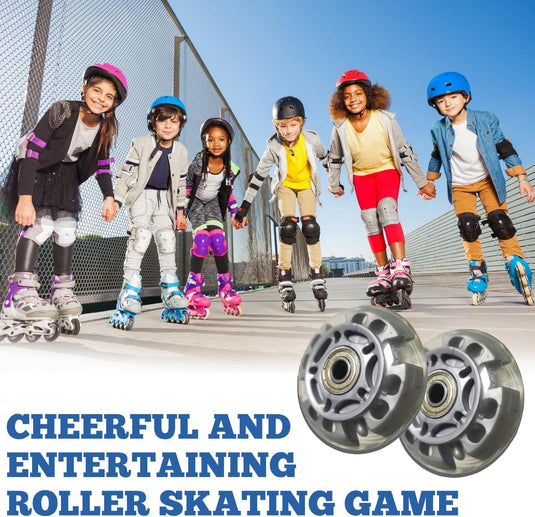 Inlineskate-wielen, 8 stuks, 72 mm, zilvertransparant, inline skate onderdelen, wielen met 16 kogellagers, universeel voor alle soorten rolschaatsen
