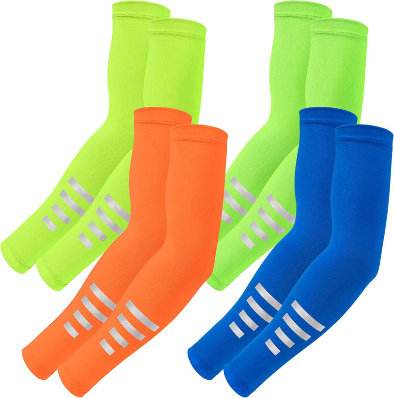 Charger l’image dans la visionneuse de galerie, Manchons de bras réfléchissants, 4 paires avec protection UV en tissu élastique respirant – manches de sport – manchettes de cyclisme
