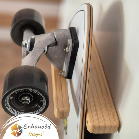 Skateboard wandhouder van bamboe voor skateboard longboard en snowboard – verticale boardhouder