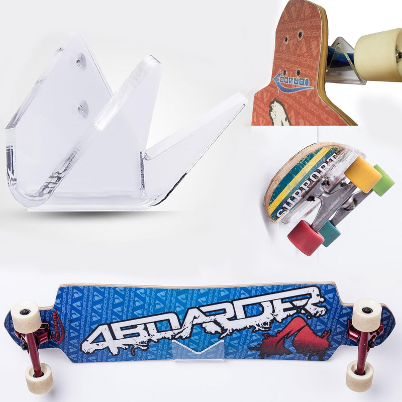 Laden Sie das Bild in Galerie -Viewer, Skateboard wandhouder transparant acryl voor verticale en horizontale montage – longboard pennyboard houder
