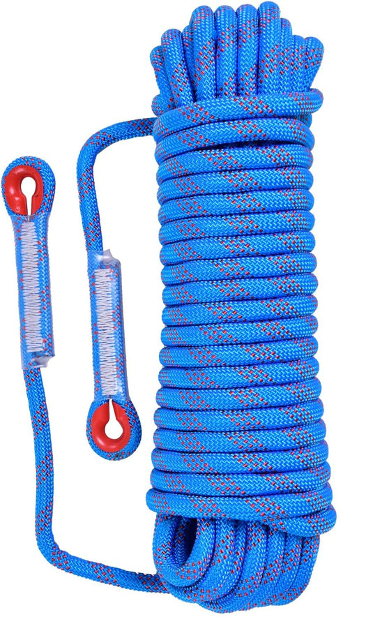 Statisch outdoor touw 30 m x 10 mm – met 2 karabijnhaken voor camping en buitengebruik