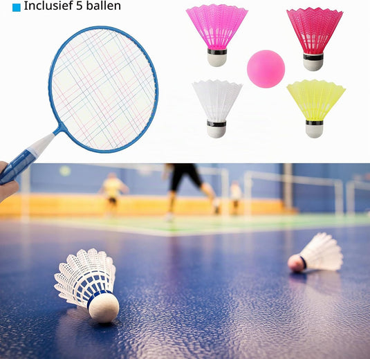 Set de badminton pour enfants avec 2 raquettes de 44 cm, comprenant 4 volants et une balle en mousse - jeu de badminton - sport pour enfants