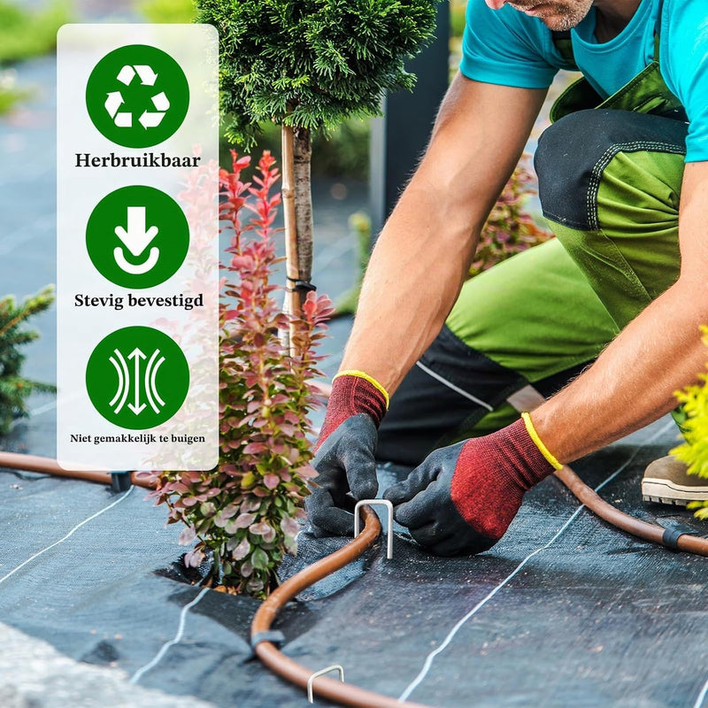 Charger l’image dans la visionneuse de galerie, Ancrages au sol 60 pièces de 15 cm en acier galvanisé avec 30 rondelles de fixation – piquets de jardin – fixation de toile anti-mauvaises herbes

