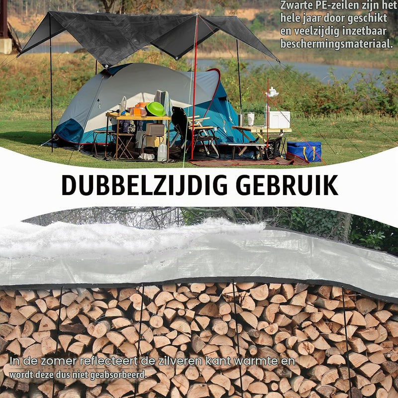 Chargez l'image dans la visionneuse de la galerie, Waterdicht afdekzeil 2 x 4 meter 260 g/m² met ogen zwart – PE dekzeil – beschermzeil
