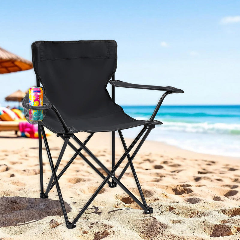 Laden Sie das Bild in Galerie -Viewer, Campingstoelen Opvouwbaar 2 Stuks met Bekerhouder tot 100 kg – Vouwstoel – Kampeerstoel
