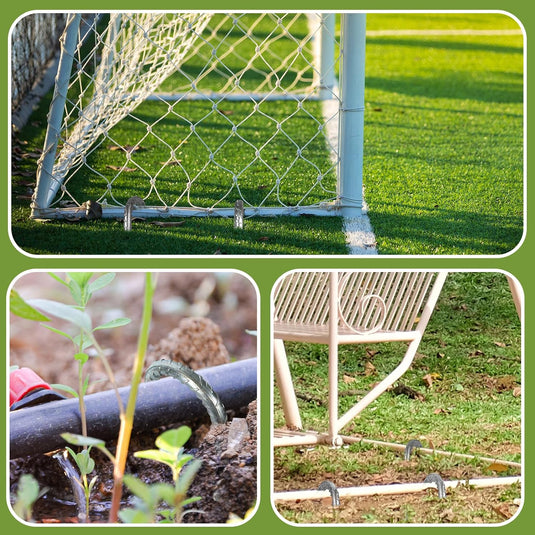 Grondpennen 6 stuks 30 cm van verzinkt staal met J-haak – trampoline ankers – grondankers