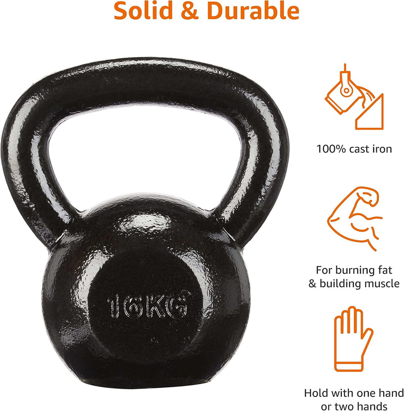 Load image into Gallery viewer, Amazon Basics Cast-Iron Kettlebell, 35.3 pound (16 kg), Black
