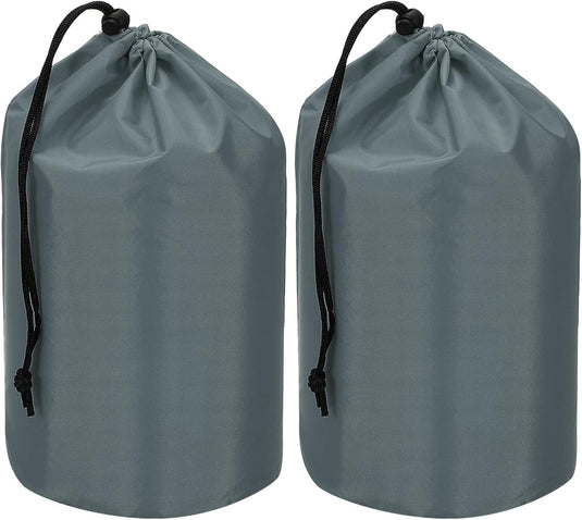 Waterdichte opbergzakken 2 stuks 13 x 25 cm met trekkoord donkergrijs – stuff sacks – camping accessoires