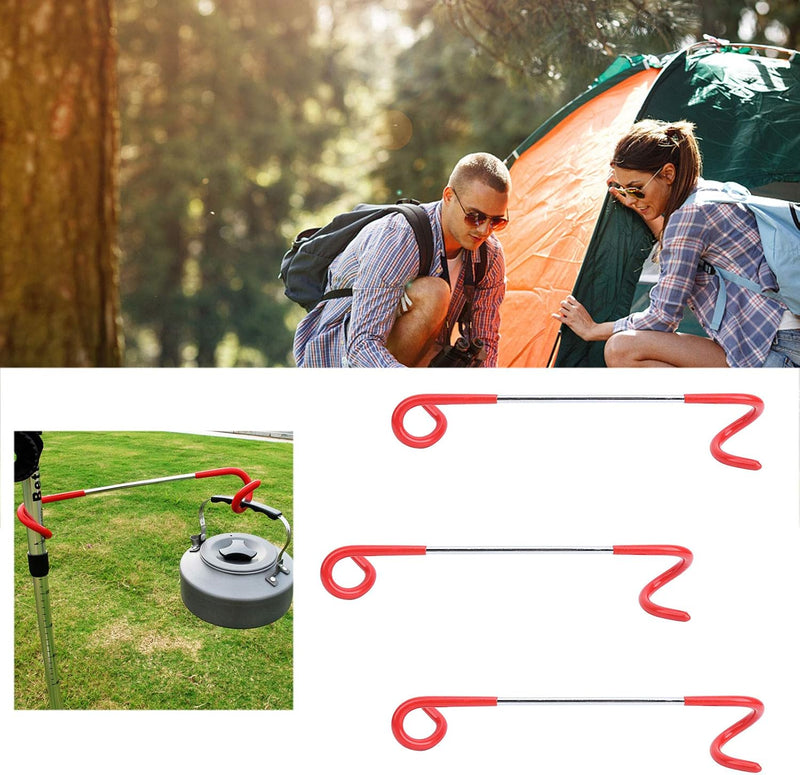 Load image into Gallery viewer, Buachois 3-delige buiten campingtent haak hanger multifunctionele camping lantaarn houder S-vormige lantaarnhaak hanger tweerichtings universele haak voor buiten camping vissen reizen avontuur (rood)
