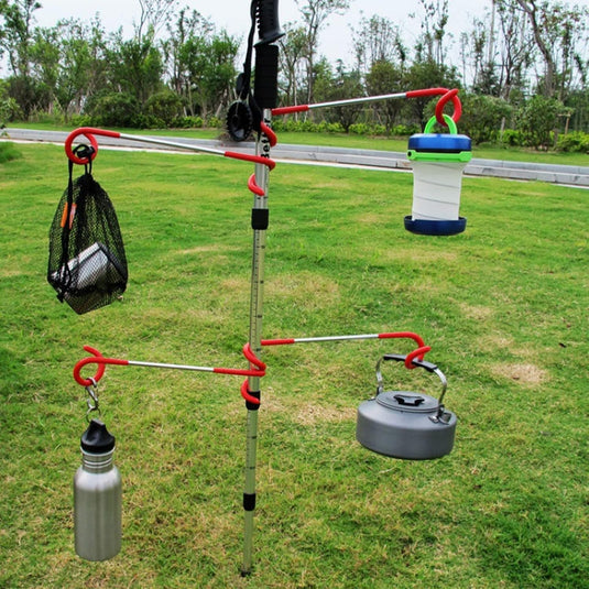 Buachois 3-delige buiten campingtent haak hanger multifunctionele camping lantaarn houder S-vormige lantaarnhaak hanger tweerichtings universele haak voor buiten camping vissen reizen avontuur (rood)