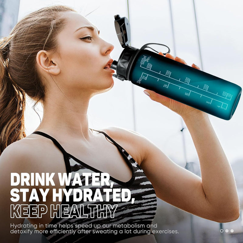 Laden Sie das Bild in Galerie -Viewer, Drinkfles 1 liter BPA-vrij met antislip grip en lekvrije sluiting – waterfles – sportfles
