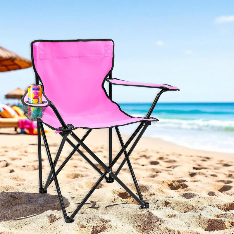 Laden Sie das Bild in Galerie -Viewer, Campingstoelen Opvouwbaar 2 Stuks met Bekerhouder tot 100 kg – Vouwstoel – Kampeerstoel
