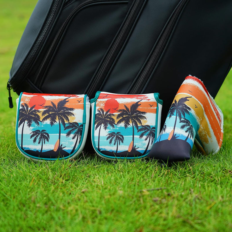 Laden Sie das Bild in Galerie -Viewer, Golf putter beschermhoes met magnetische sluiting 16,8 x 13 cm van kunstleer – putter headcover – golfclub bescherming
