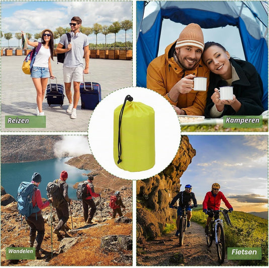 Waterdichte opbergzakken 2 stuks 13 x 25 cm met trekkoord donkergrijs – stuff sacks – camping accessoires