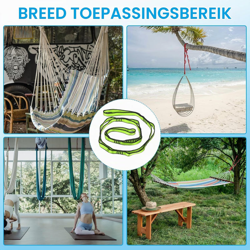 Załaduj obraz do przeglądarki galerii, Daisy chain ophangbanden 2 stuks 110 x 1,6 cm zwart met 8 lussen – verstelbare ophangriemen – aerial yoga accessoires
