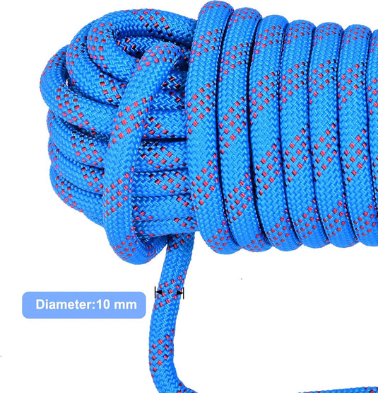 Statisch outdoor touw 30 m x 10 mm – met 2 karabijnhaken voor camping en buitengebruik