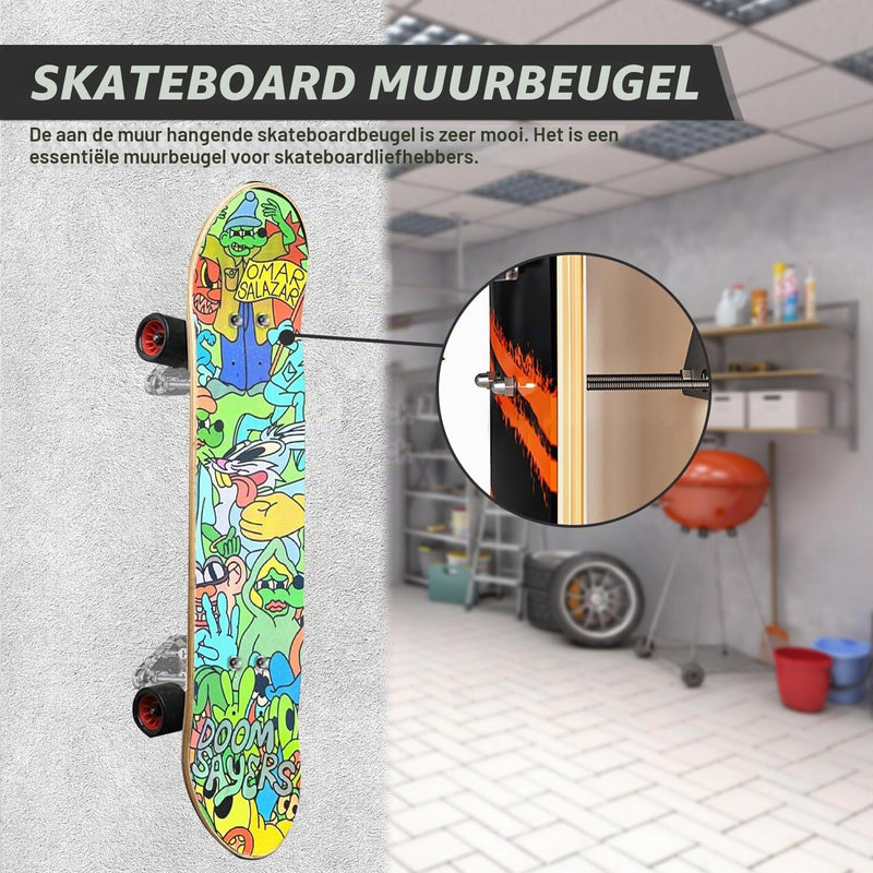 Laden Sie das Bild in Galerie -Viewer, Skateboard wandhouders 2 stuks van transparant acryl – longboard snowboard boardhouder – skate accessoires
