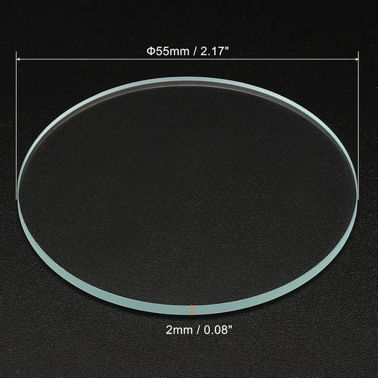 Zaklamp glazen lenzen 50 x 2 mm 2 stuks transparant – gehard glas – LED zaklamp onderdelen