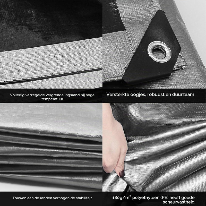 Load image into Gallery viewer, Waterdicht afdekzeil 4 x 5 meter 180 g/m² met ogen groen-zilver – PE dekzeil – beschermzeil
