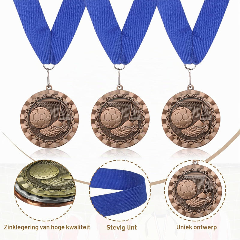 Laden Sie das Bild in Galerie -Viewer, Voetbal medaille met neklint van zinklegering – sportmedaille – prijs en trofee
