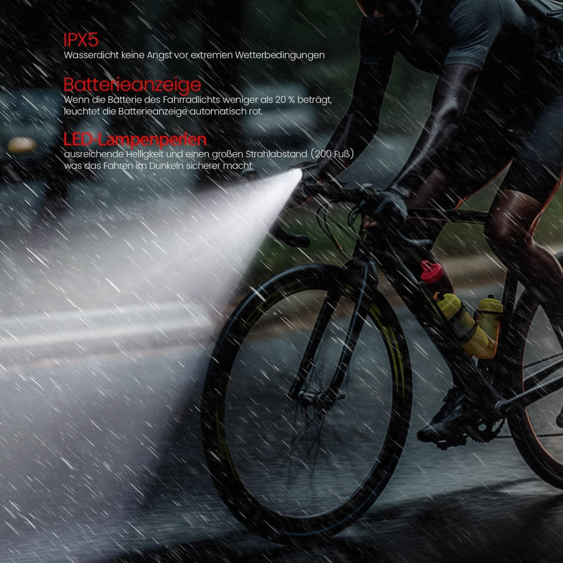Laden Sie das Bild in Galerie -Viewer, Oplaadbare fietsverlichting set met voorlicht en achterlicht met remsensor – fietslamp – LED fietslicht
