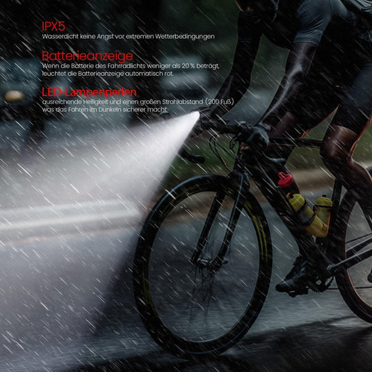 Oplaadbare fietsverlichting set met voorlicht en achterlicht met remsensor – fietslamp – LED fietslicht