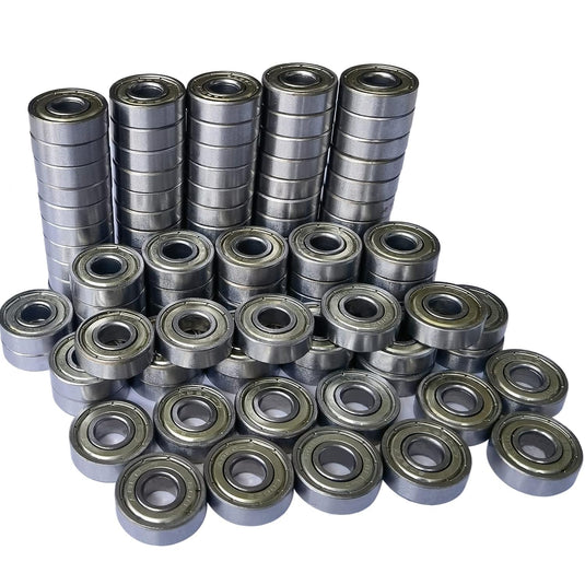 Tonmp 100 PCS 608-ZZ Ball Bearing - Double Metal Sealed Shielded Miniature Deep Groove Bearings for Furniture Wheel,Skateboards, Inline Skates, Scooters, Roller Blade Skates (8mm x 22mm x 7mm)