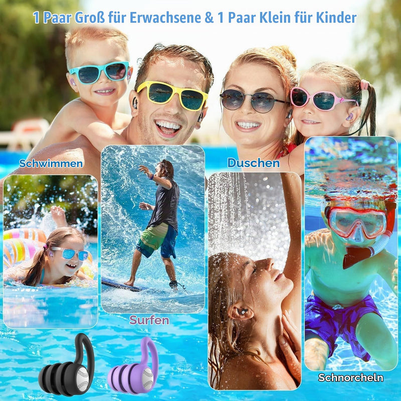 Laden Sie das Bild in Galerie -Viewer, Zwem oordopjes voor volwassenen en kinderen vanaf 10 jaar – waterdichte oordopjes – zwemoordoppen
