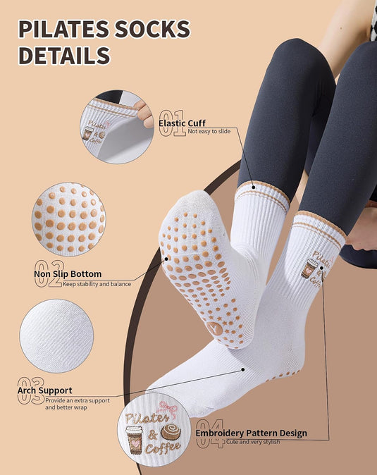 Pilates antislip sokken dames maat 36-40 met gripnoppen – yoga sokken – fitness sokken