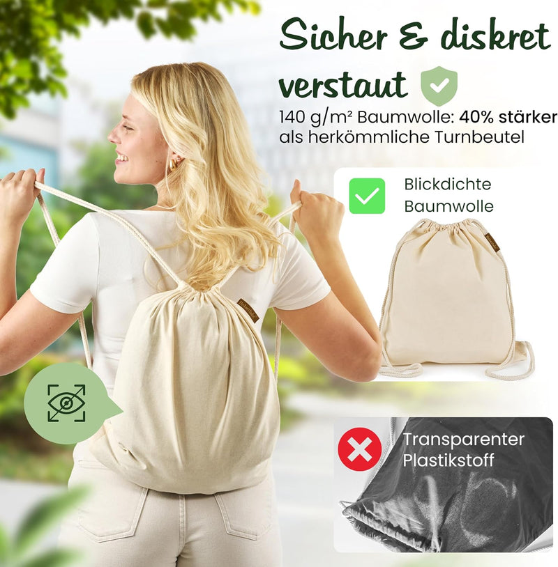 Chargez l'image dans la visionneuse de la galerie, Katoenen gymtas naturel met trekkoord 140 g/m² – sporttas – rugzak
