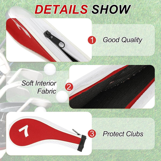 Golfclub-Schutzhüllen, 12 Stück, 13 x 7 cm, aus Neopren – Golfeisenschutz – Clubhead-Cover