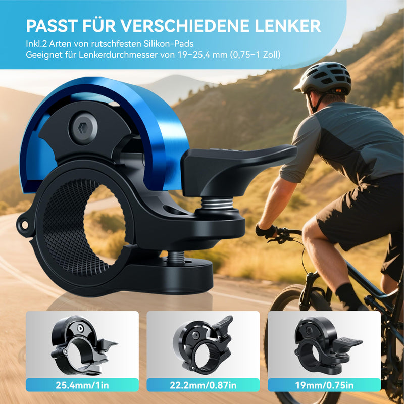 Load image into Gallery viewer, Fietsklingel voor stuur 19-25,4 mm luid en waterbestendig blauw – fietsbel – fietsklingel
