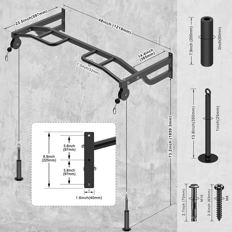 Chargez l'image dans la visionneuse de la galerie, Barre de traction fixée au plafond avec système de poulie et plusieurs positions de prise – barre de traction – appareil à câble
