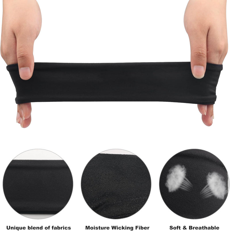 Laad afbeelding in Galerijviewer, ipow 2 stuks sporthoofdband, zweetband, antislip, uniseks, ideaal voor tennis, hardlopen, crossfit, fitness voor dames en heren, zwart
