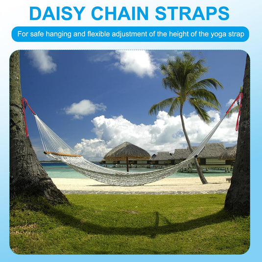 Verstelbare ophangbanden 4 stuks 180 x 2 cm van nylon met 8 lussen – daisy chains – aerial yoga
