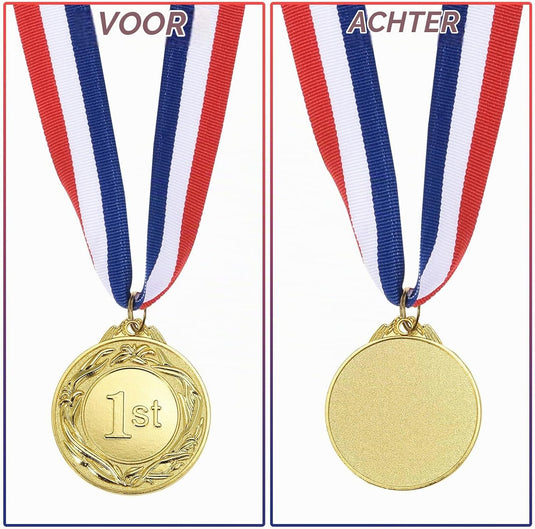Złote medale 3 sztuki 6,5 cm za 1. miejsce z tasiemką na szyję – medale sportowe – nagrody i trofea