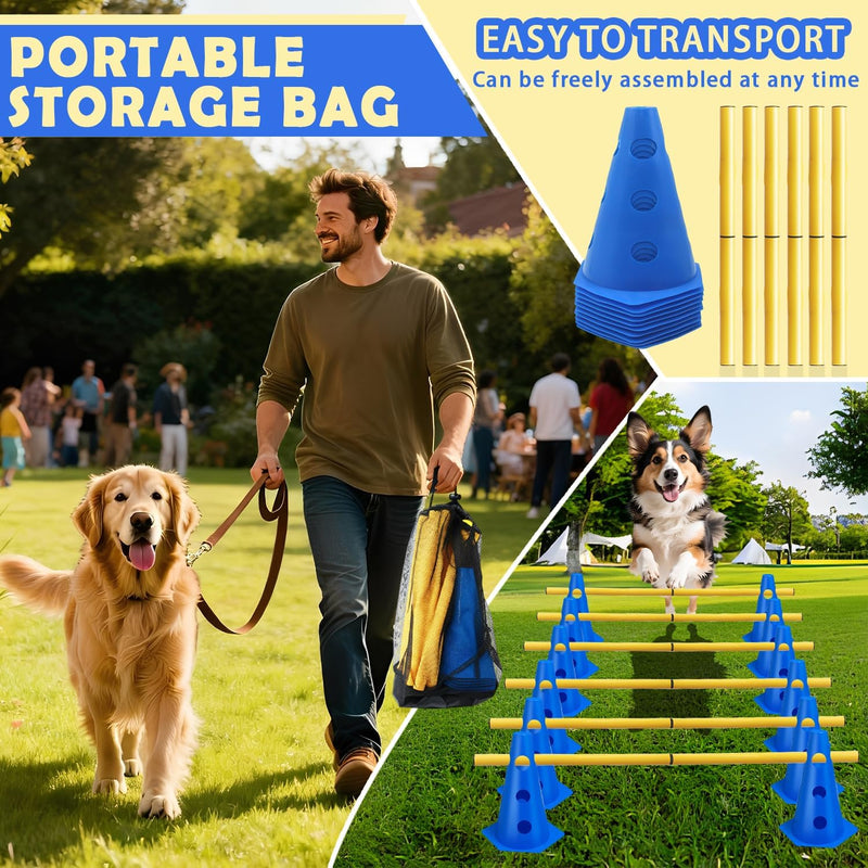 Chargez l'image dans la visionneuse de la galerie, Agility hindernisset met 10 kegels en 5 verstelbare stangen oranje – hondentraining – sporthorden
