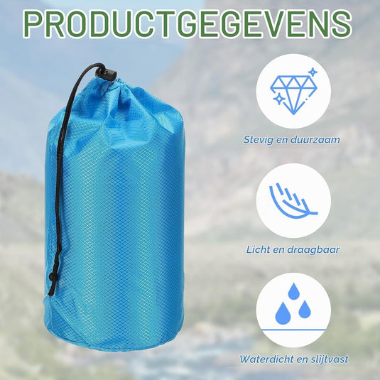 Waterdichte opbergzak 11 x 20 cm met trekkoord oranje – stuff sack – camping accessoires