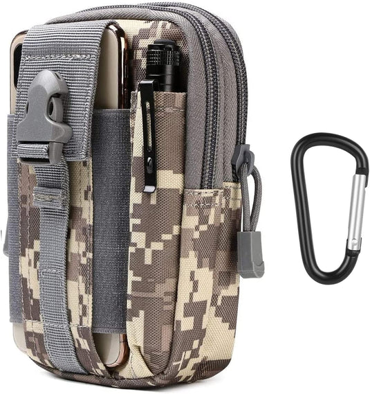 flintronic Tactische Heuptassen, Molle EDC Pouch, Outdoor Heuptas+Haak, Utility Gadget Riemtas met Mobiele Telefoon Holster voor Sport, Wandelen, Kamperen, Reizen-Zwart