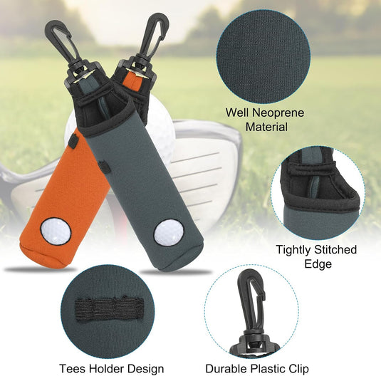 Golfbal houder van neopreen voor 3 ballen en 3 tees lichtroze – golfbal draagtas – golf accessoires