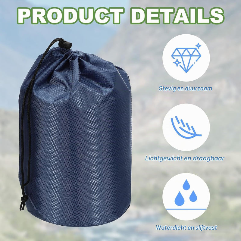 Załaduj obraz do przeglądarki galerii, Waterdichte opbergzak 11 x 20 cm met trekkoord oranje – stuff sack – camping accessoires

