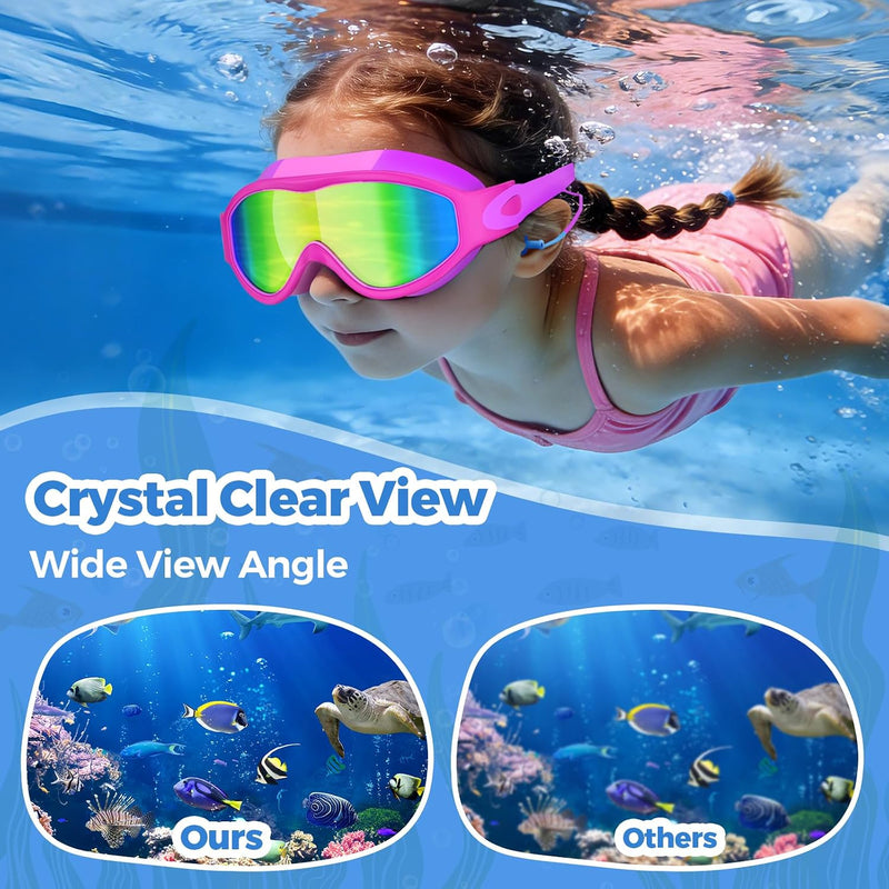 Charger l’image dans la visionneuse de galerie, Lunettes de natation pour enfants, lot de 2, de 6 à 14 ans, avec traitement antibuée et protection UV – équipement de natation – masques de plongée
