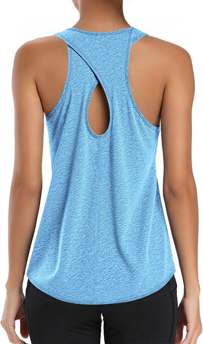 Load image into Gallery viewer, Dames sporttop mouwloos sneldrogend met open rug – fitness top – yoga shirt

