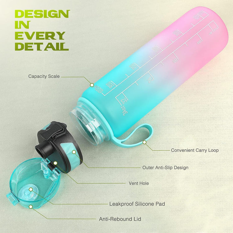 Laden Sie das Bild in Galerie -Viewer, Drinkfles 1 liter BPA-vrij met antislip grip en lekvrije sluiting – waterfles – sportfles
