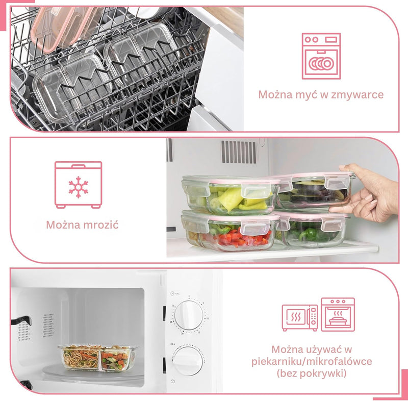 Chargez l'image dans la visionneuse de la galerie, Glazen meal prep bakjes set van 5 met 2 vakken
